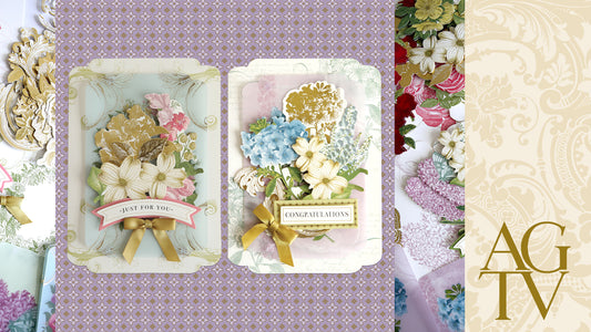 2 beautiful cards and pieces from the Simply Perfect Patterns Card Making Kit
