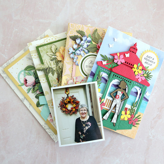 a group of cards with a picture of a woman.