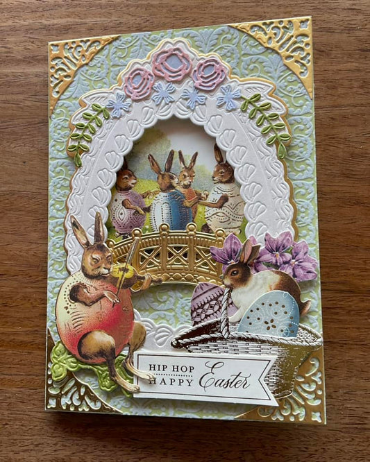a close up of a card on a table.