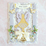 White and Purple card with fairy and flowers