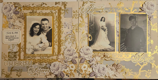 a beautiful wedding layout made from our Faded Rose Paper Collection