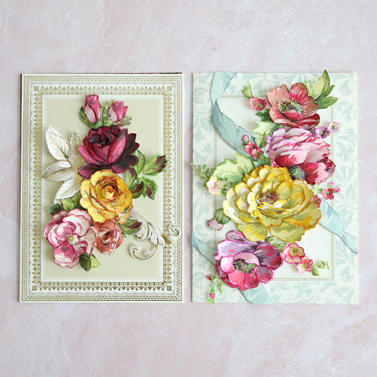 2 cards with sculpted flowers