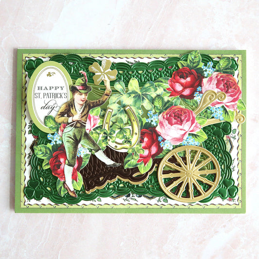 a card with a picture of a man riding a horse drawn carriage.