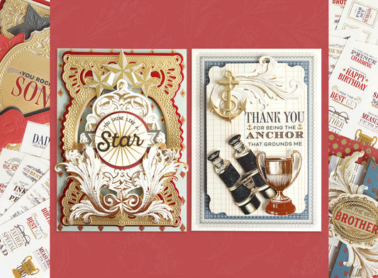 Handsome cards surrounded by new masculine rub on transfers