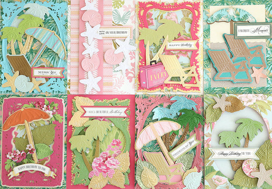 8 gorgeous, colorful cards made with the new Paradise Dies