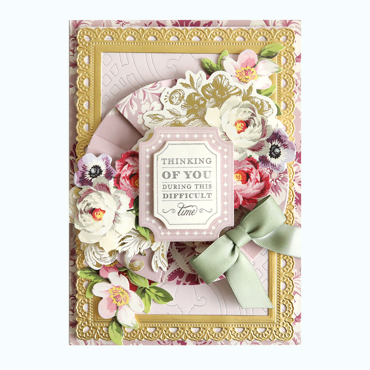 A sympathy card adorned with floral elements and an empathetic message.