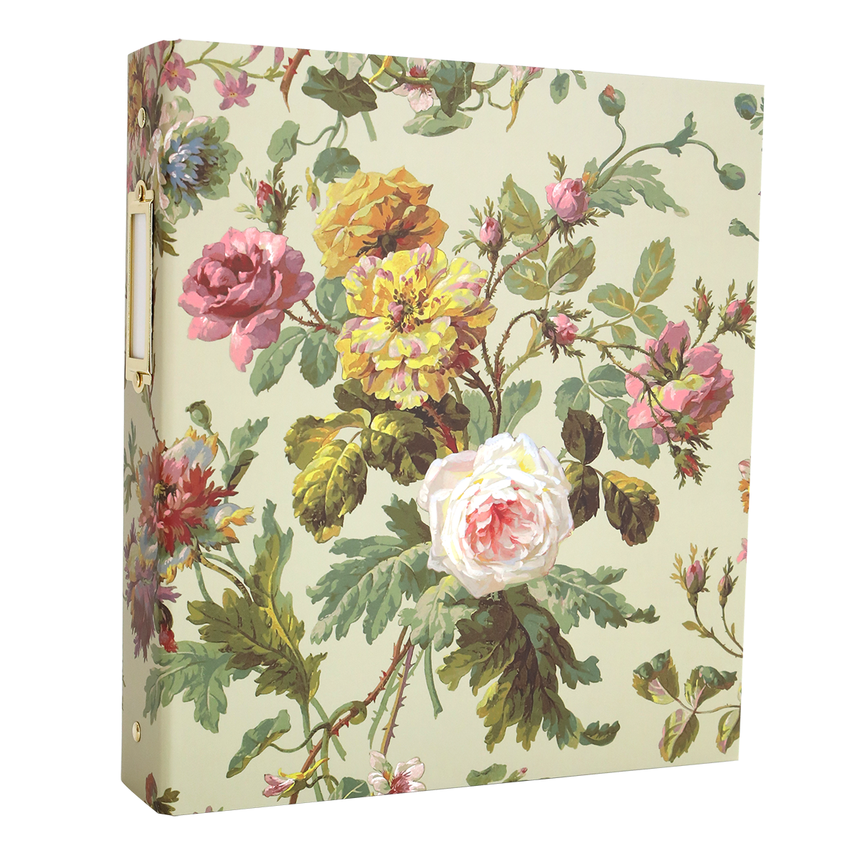 Organize in style with the Die Storage Binder - Francesca, showcasing pink, yellow, and white flowers on a light green background. It's an elegant solution for storing cutting dies and tidying up your creative space.