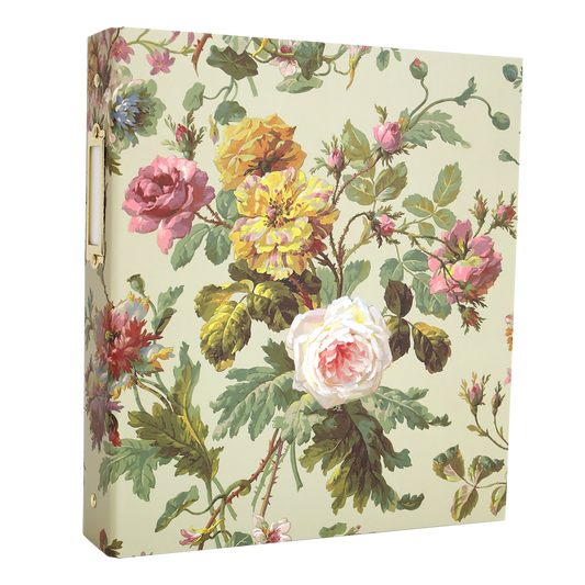 Organize in style with the Die Storage Binder - Francesca, showcasing pink, yellow, and white flowers on a light green background. It's an elegant solution for storing cutting dies and tidying up your creative space.