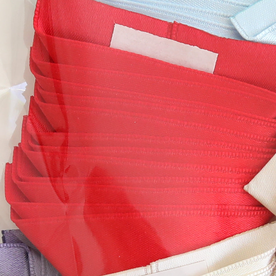 A set of Satin Ribbon Corners in assorted pastel colors, neatly arranged in clear packaging—ideal decorative accents to enhance any scrapbook page.