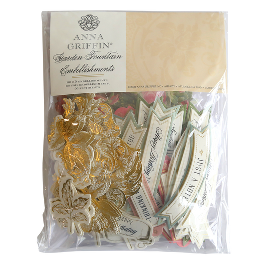 A Craft Box with a bunch of Garden Fountain Embellishments, perfect for embellishments on easel cards.