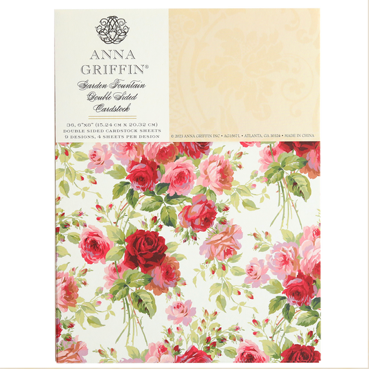 Anna Griffin Garden Fountain Double Sided Cardstock - perfect for paper crafting and creating beautiful cardstock layers.