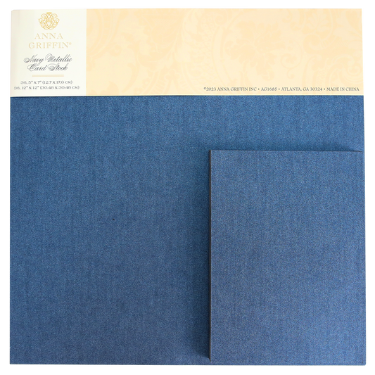 A package containing a blue card and Navy Metallic Cardstock.