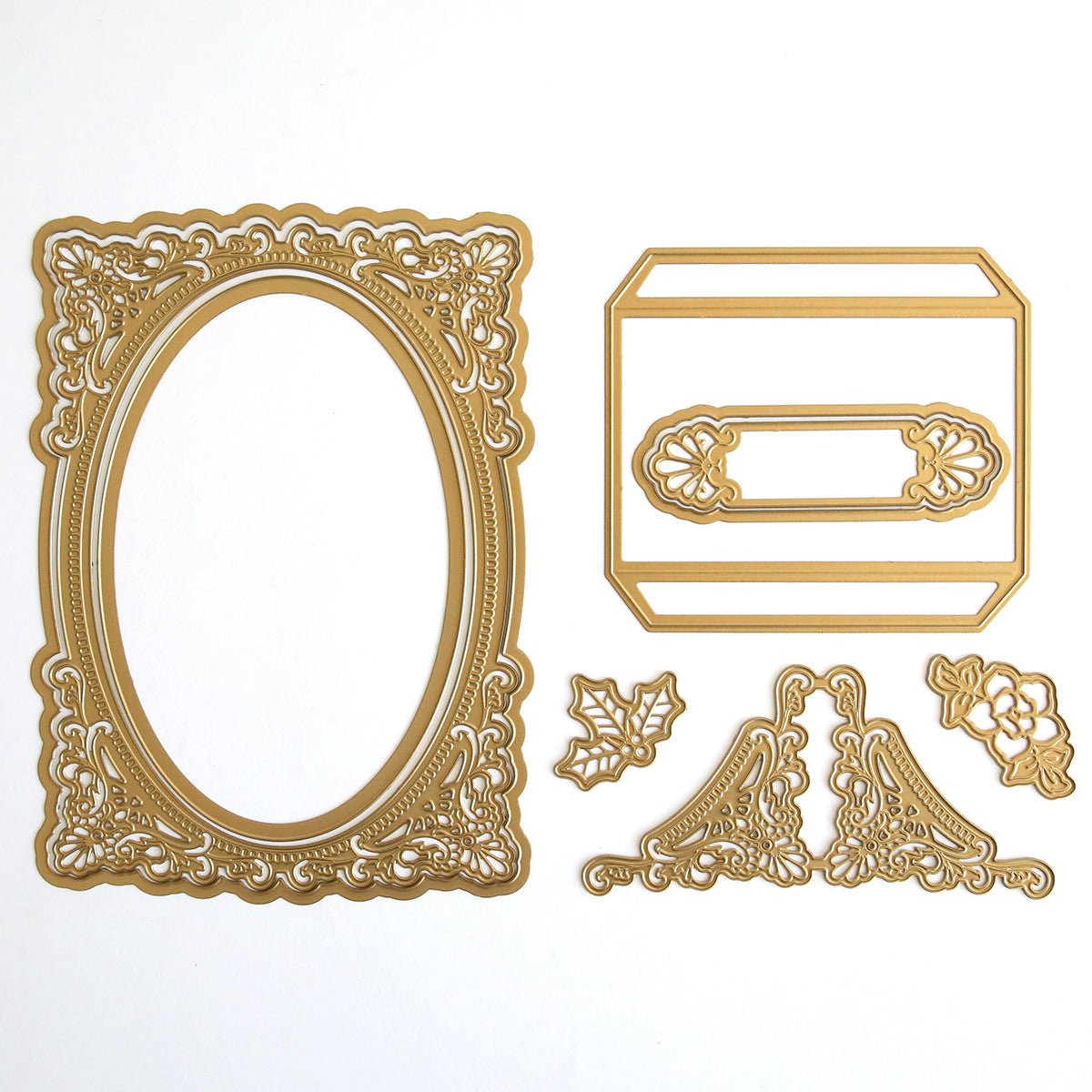 A set of Anna Griffin's Photo Finish Easel Card Dies, perfect for creating stunning Easel Cards, complete with a stylish frame that beautifully showcases your cherished family photo.