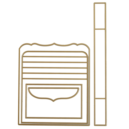 Outline illustration of a rectangular document with text lines and an ornate envelope icon at the bottom, bordered on the right—ideal for adding interactive element flair to scrapbook pages using Waterfall Dies.