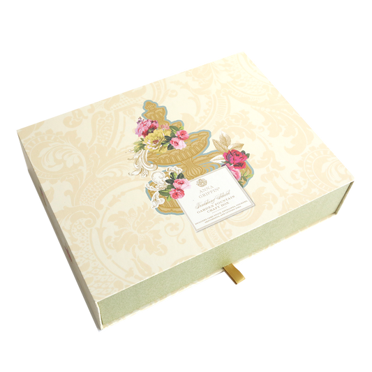 A craft box with a floral design on it, perfect for Garden Fountain Easel Finishing School Kit cards or as a gift box for Anna Griffin SEO keywords: Garden Fountain Easel Cards.