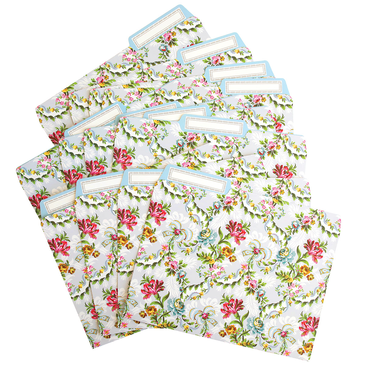 Six Phoebe Floral File Folders.