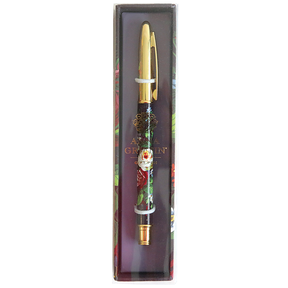 Astrid Floral Gift Pen packaged in a clear case with floral design elements, perfect for stationery enthusiasts.