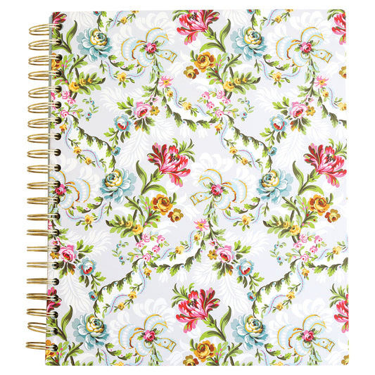 Phoebe Floral Spiral Notebook with a colorful floral pattern and gold foil accents on the cover.