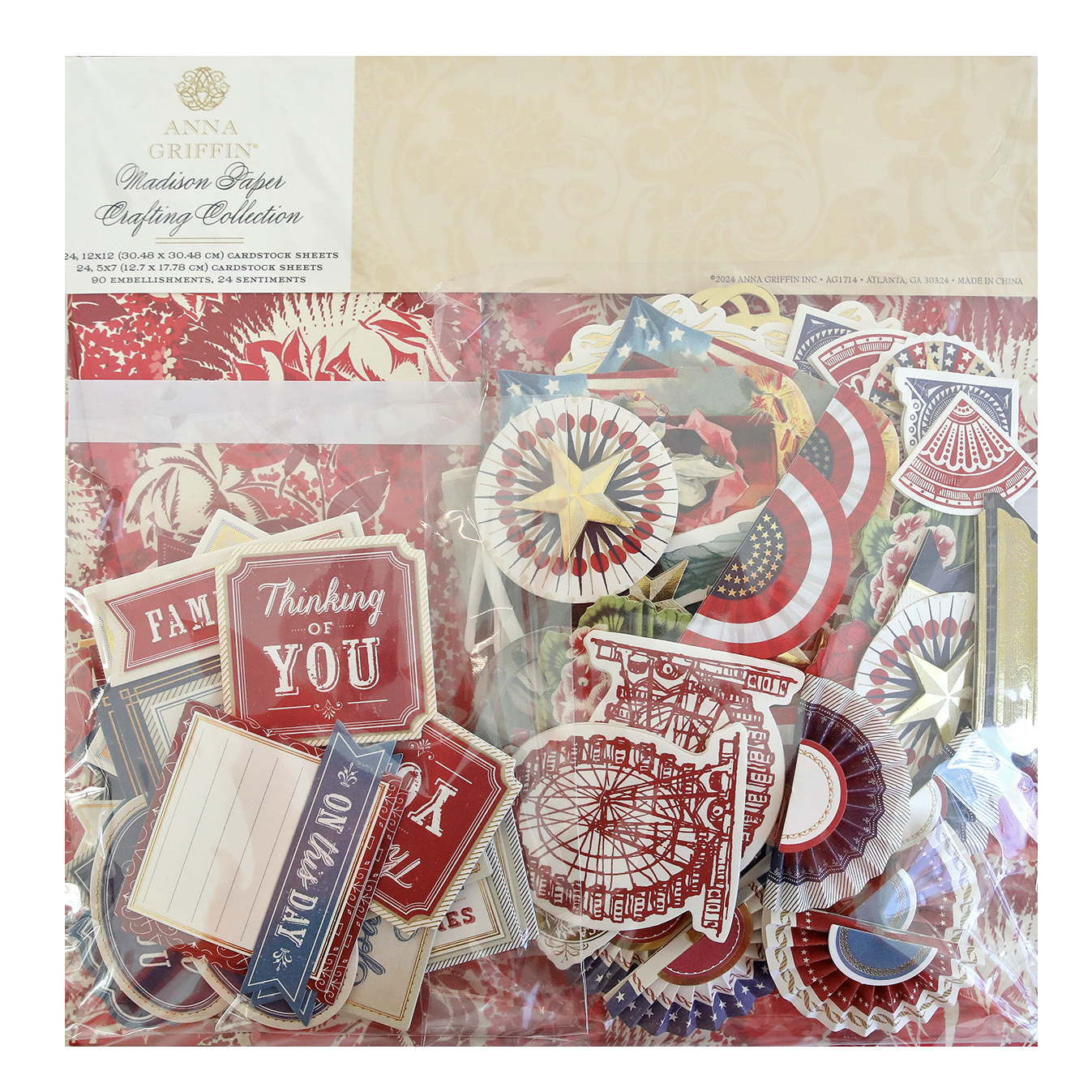 This description features the Madison Paper Crafting Collection, a vintage spirit, and patriotic embellishments.