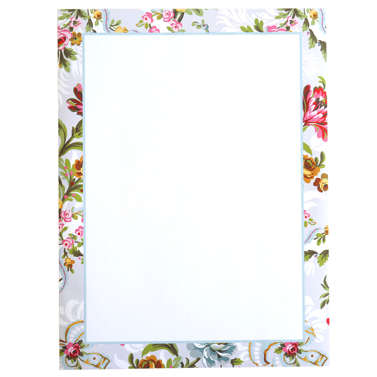 Phoebe Note Pad Set with a floral border on a blank sheet.