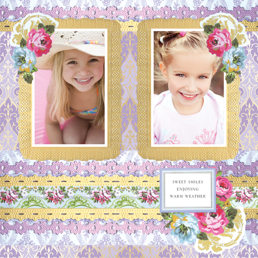 12x12 Scrapbook Page Phoebe Lace Border Right