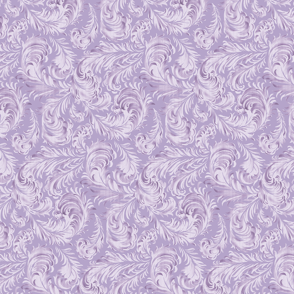 The 12x12 Phoebe Lavender Feathers Cardstock (5 sheets) features a seamless lavender floral damask and swirling leaf pattern on light purple. Double-sided, acid and lignin free for lasting quality—perfect for decorative projects.