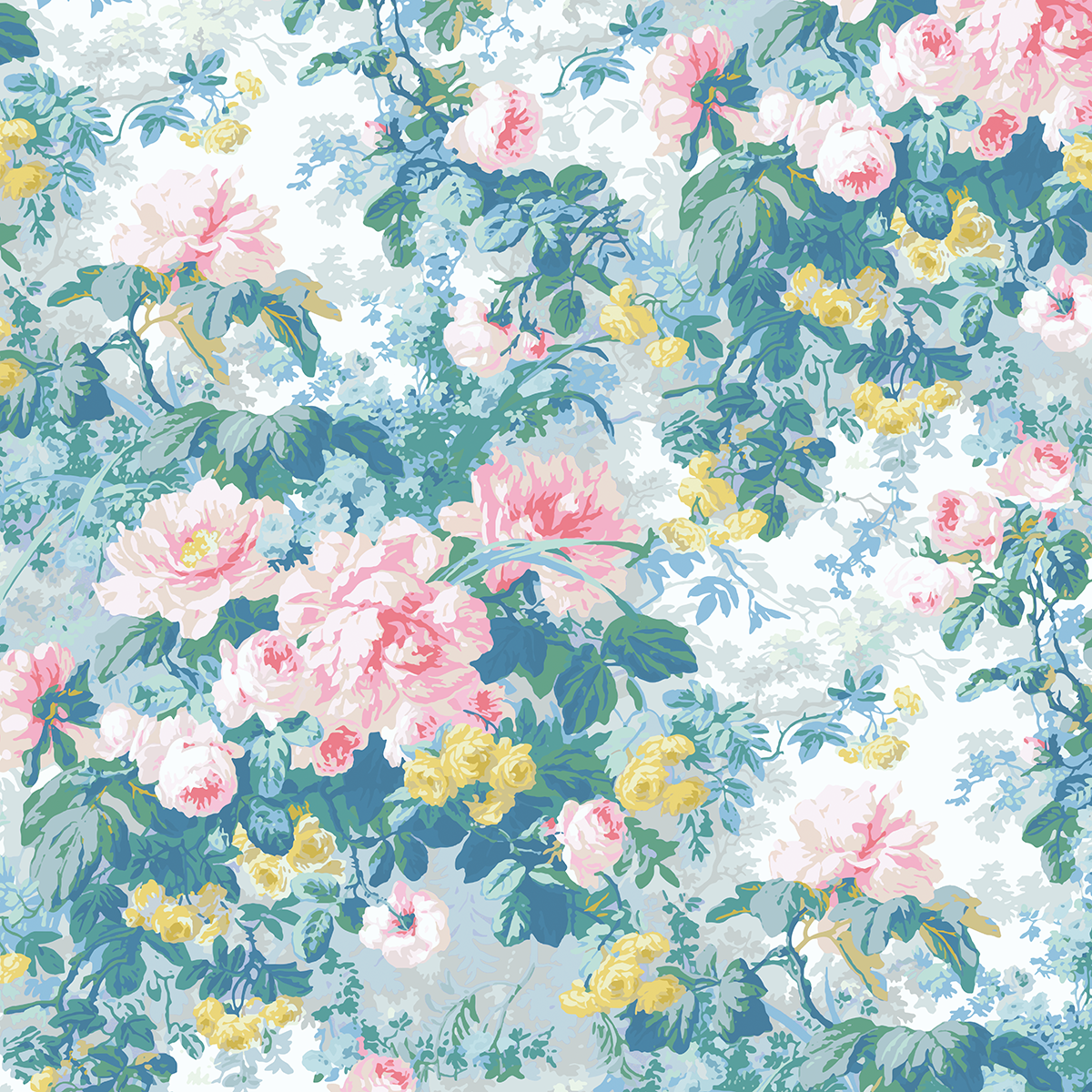 The 12x12 Virginia Main Floral Blue Text Paper (5 sheets) features a charming floral pattern on a light background—ideal for archival projects or enhancing your Virginia collection.
