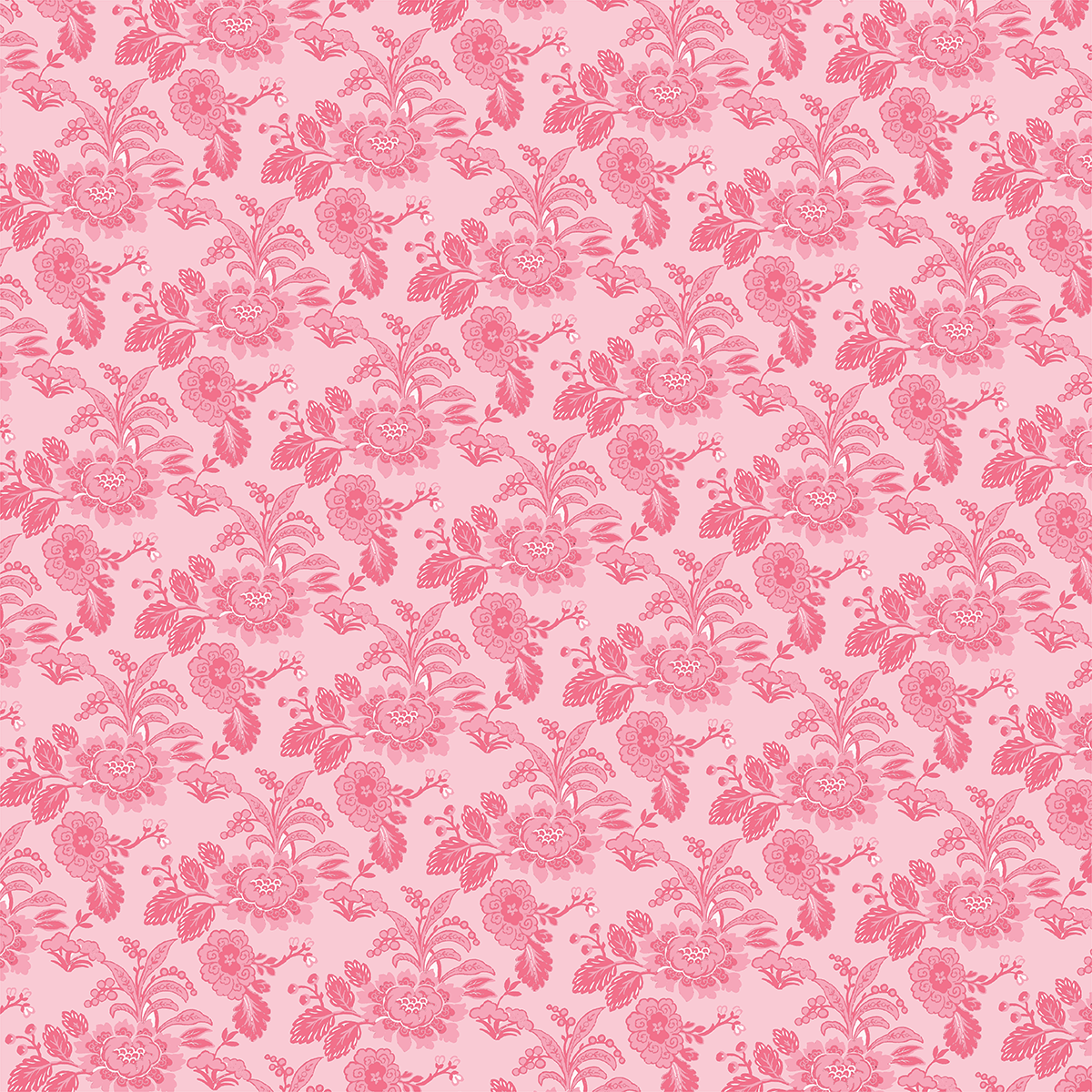 The 12x12 Lian Fans White Cardstock (5 sheets) features a vintage-inspired, symmetrical pink floral pattern with bouquets of flowers, leaves, and branches on a light pink background—ideal for double-sided cardstock and archival projects.
