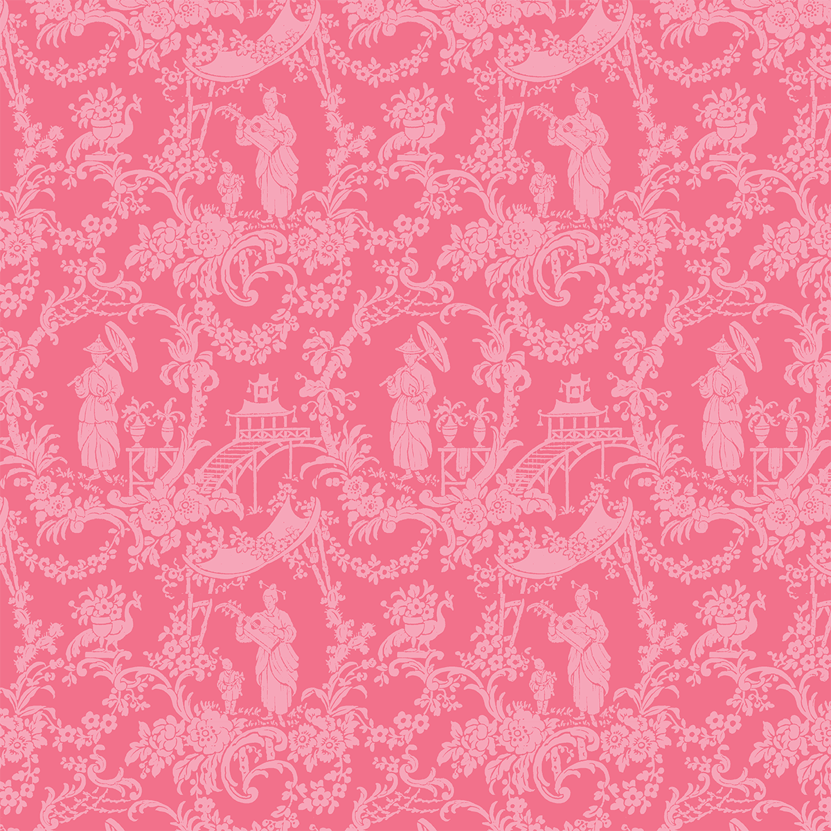 Seamless green pagoda pattern from the 12x12 Lian Pagodas Green Cardstock pack (5 sheets), perfect for crafting or archiving, with double-sided cardstock featuring people, foliage, flowers, and architectural elements in a repeating design.