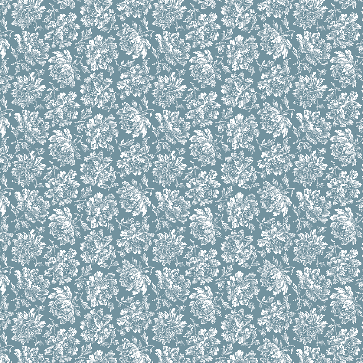 The 12x12 Francesca Main Floral Blue Cardstock (5 sheets) features seamless white floral and leaf patterns on a muted blue-gray background—ideal for archival projects or the Francesca collection’s double-sided cardstock designs.