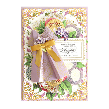A purple card with a bow and flowers, perfect for bridesmaids or any special occasion. Paper Dress Dies