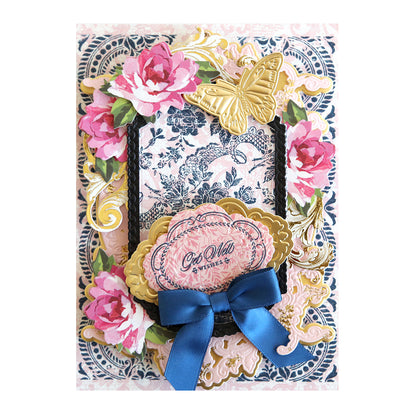 A collection of cards with flowers and bows, created using Perfect Palette Inks.