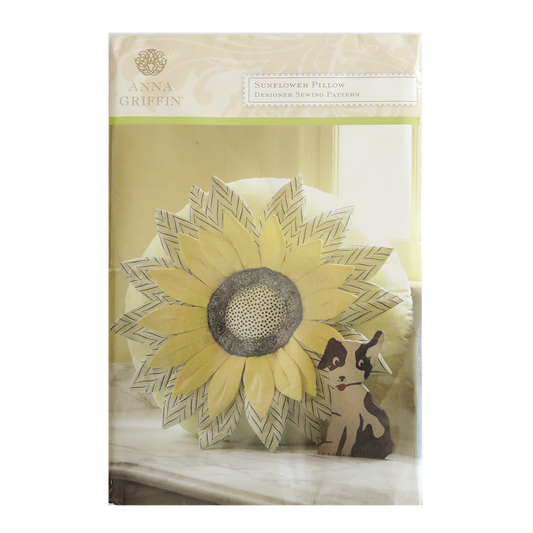 A dog-themed Sunflower Pillow Pattern, adding whimsy to any space.