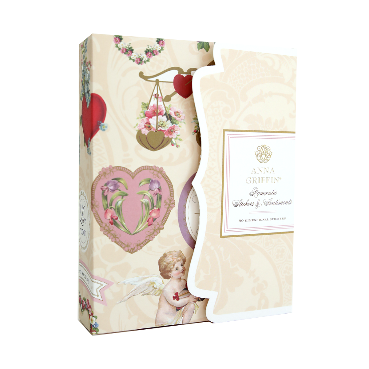 Anna Gilbert Romantic Stickers and Sentiments Valentine's Day Gift Set includes romantic sentiments and a storage folio.