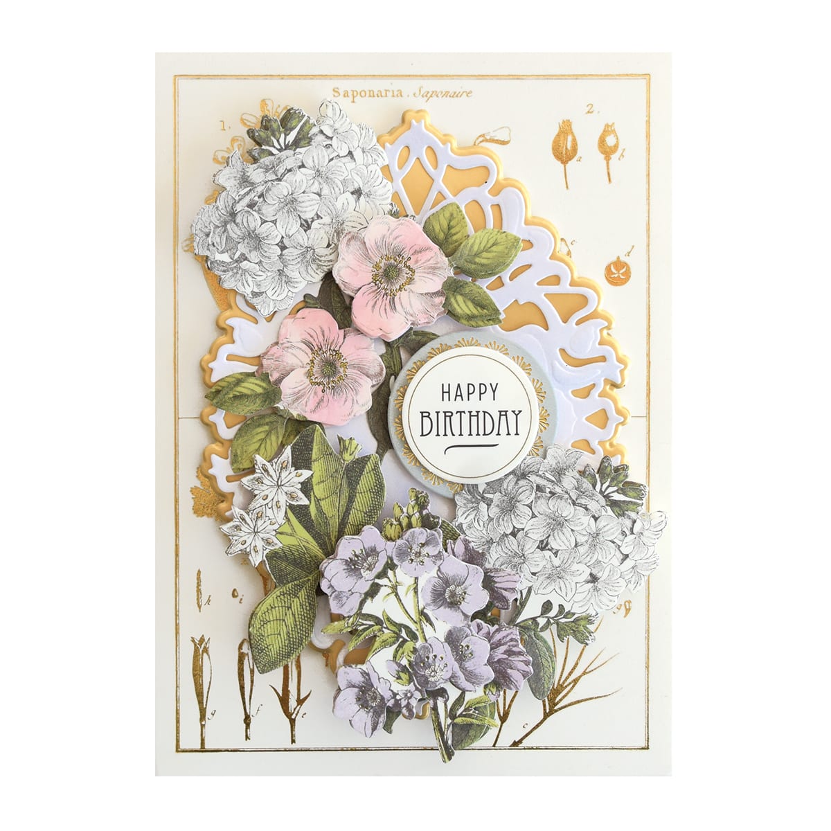 a birthday card with flowers on it.