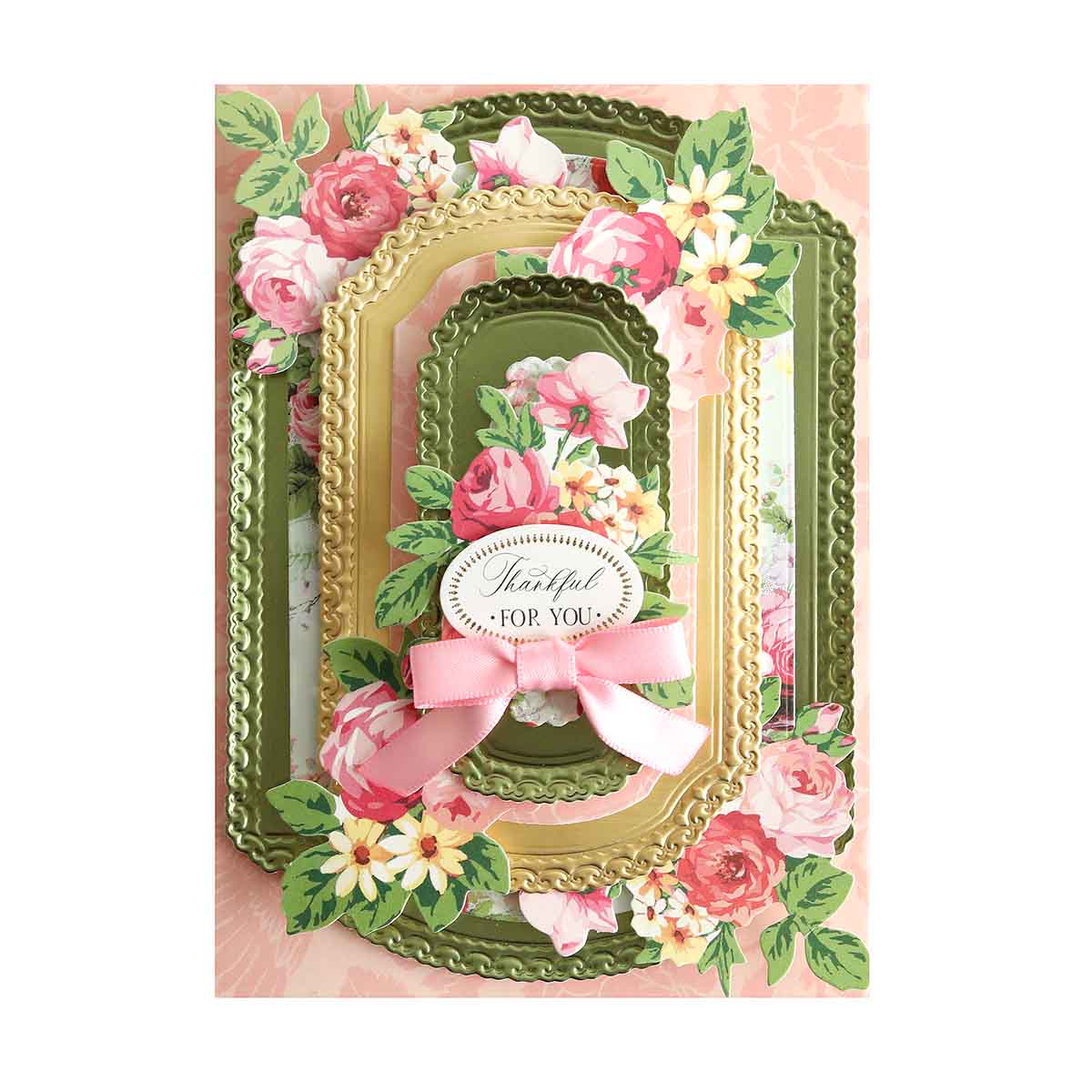 a card with a picture frame and flowers on it.