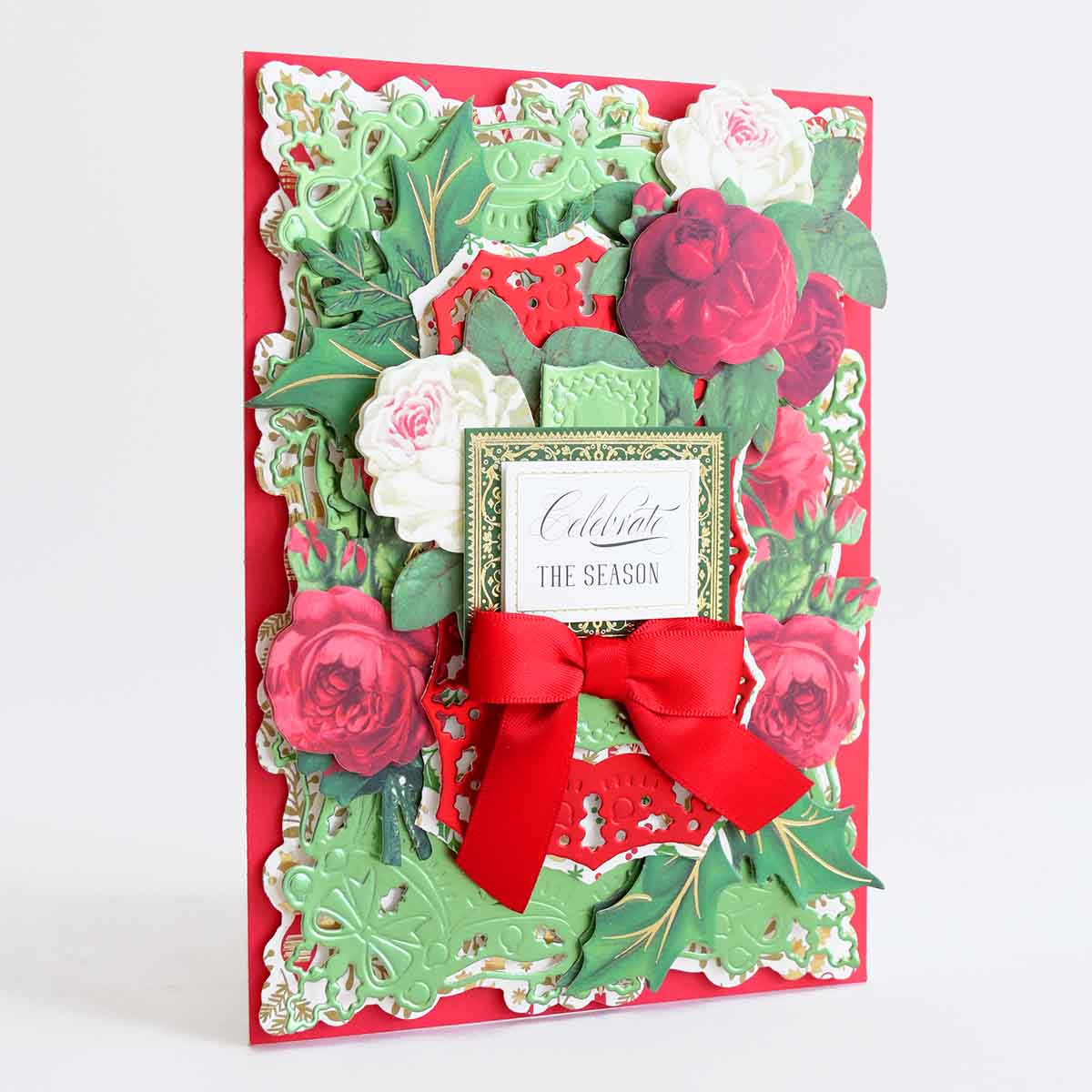 a close up of a card with flowers on it.