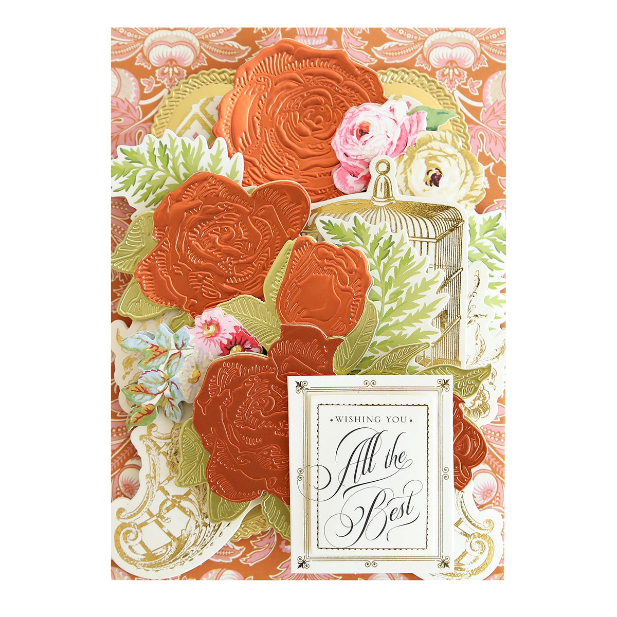 a close up of a card with flowers on it.