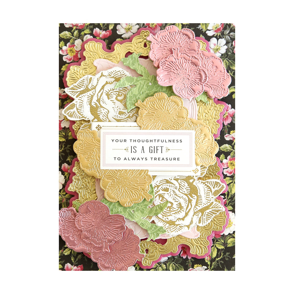 a card with flowers and a quote on it.
