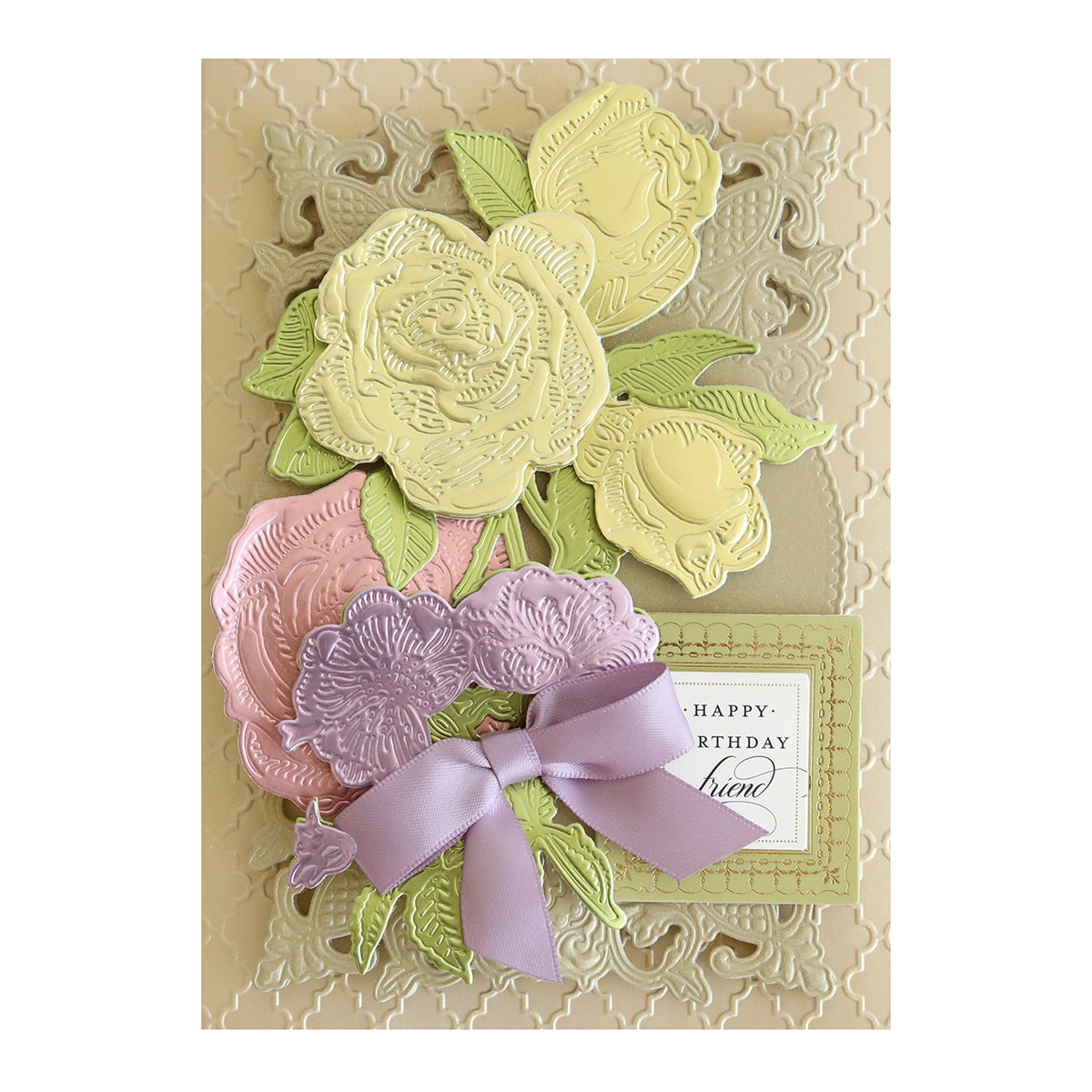 a close up of a card with flowers on it.