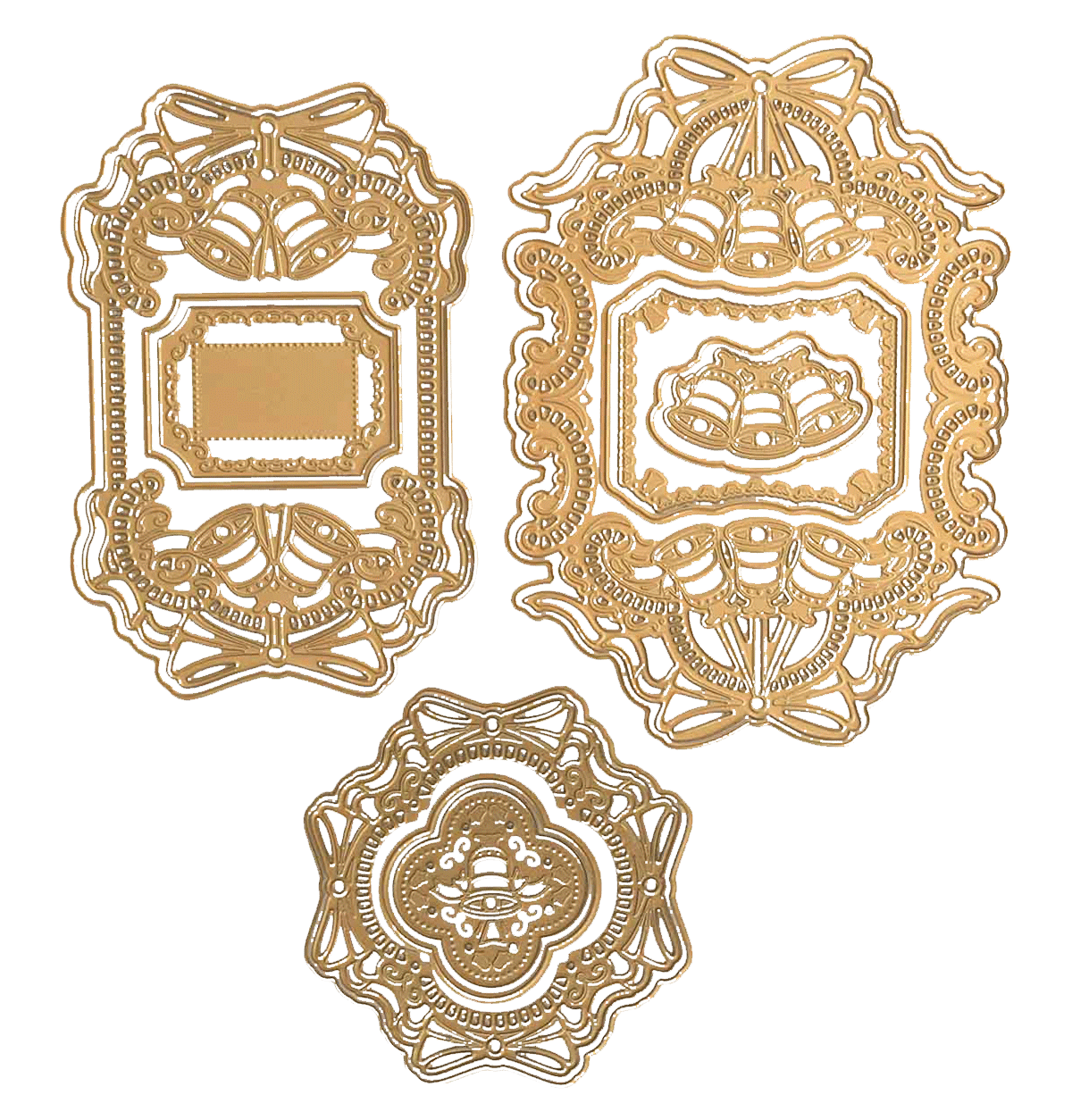 a green background with a gold design on it.