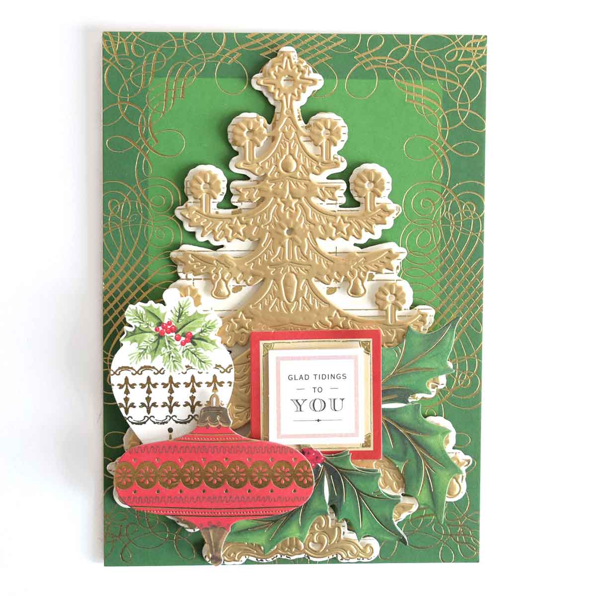 a christmas card with a picture of a christmas tree.