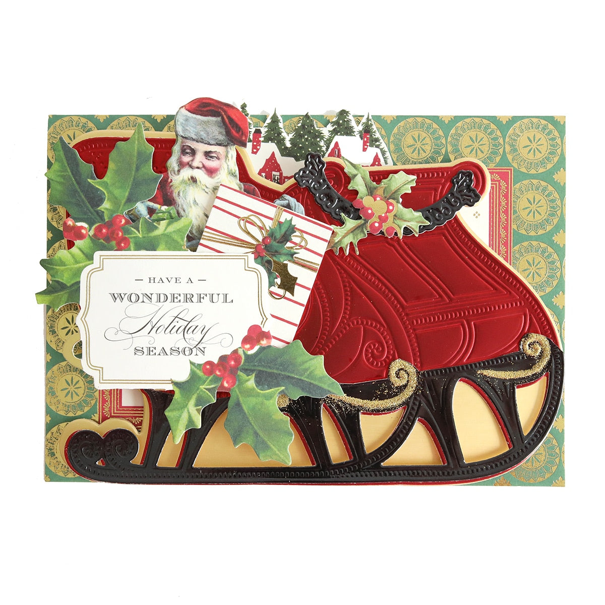 a card with a 3D Sleigh Die on a sleigh.