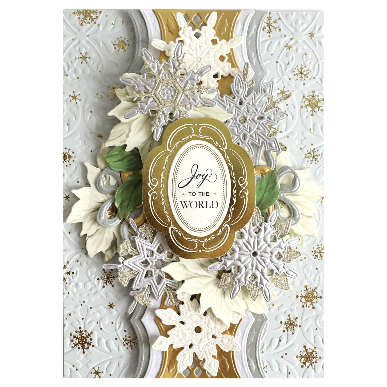 a close up of a card with snowflakes.