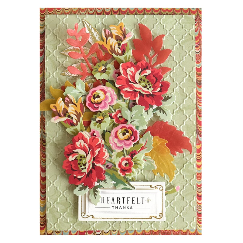 a card with a bouquet of flowers on it.