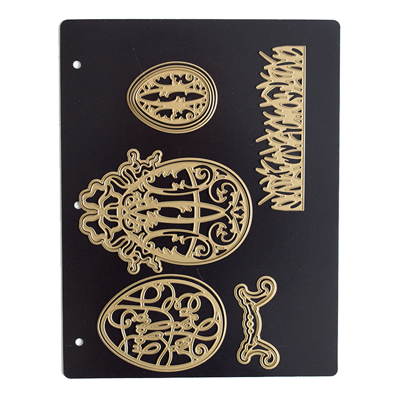 a black and gold paper with gold foil on it.
