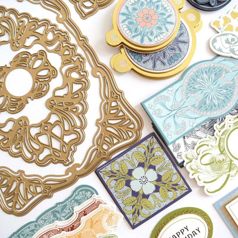 a table topped with lots of different types of cards.
