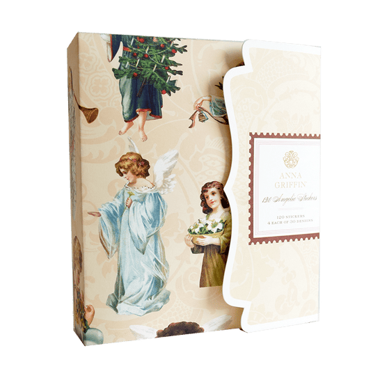 a card with a picture of an angel holding a bouquet of flowers.