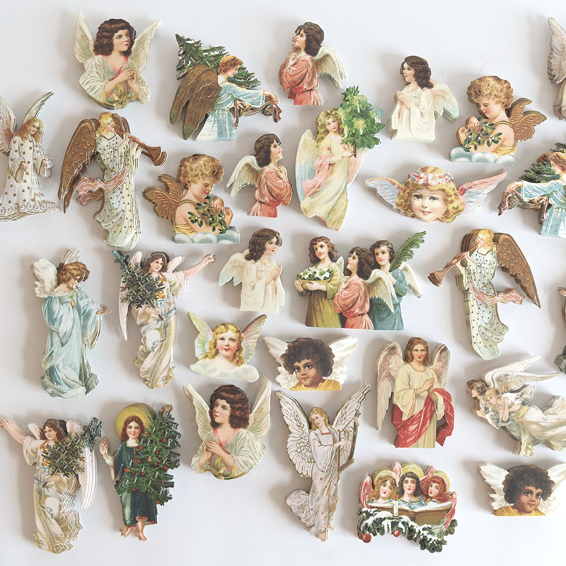 a collection of angel images on a white background.