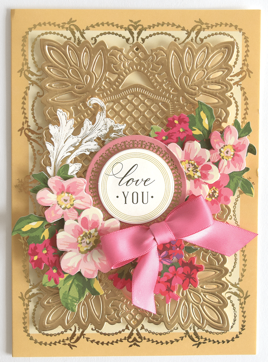 a close up of a card with flowers on it.